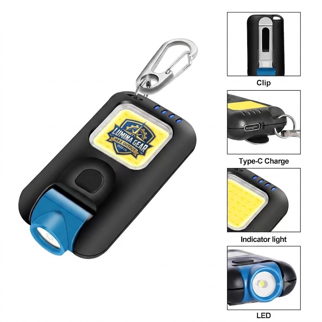 COB LED Rechargeable Keychain Flashlight