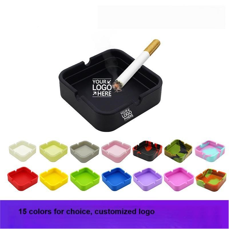 Heat-Resistant Square Soft Silicone Ashtray Non-Slip Easy Clean