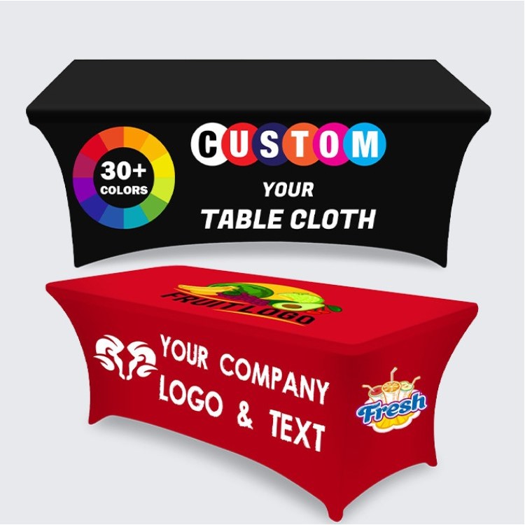 Fitted Tablecloth 8' Custom Full-Print Stretch Fabric Cover With 180GSM