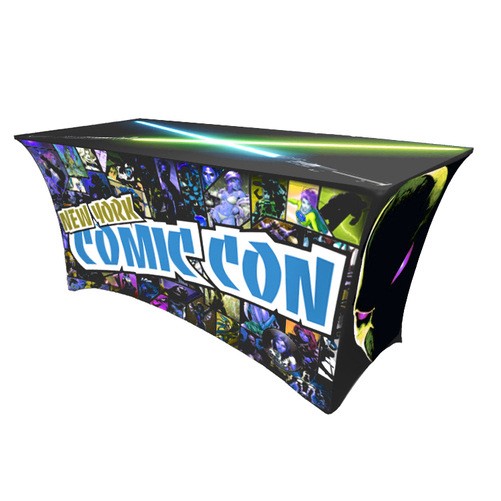 Heavy-Duty 8' Fitted Table Cover Custom Full-Print Stretch Fabric With 300GSM