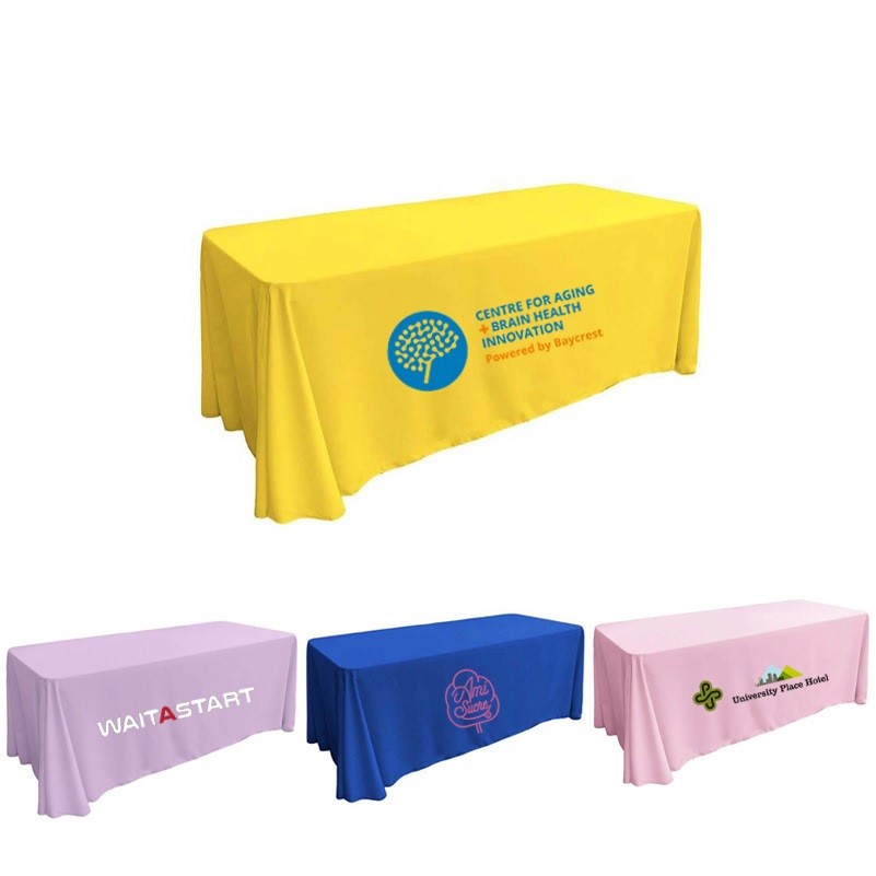 Fit for 4-Foot Table With Elegant 3-Sided Drape Tablecloth 190 GSM Plain Weave Fabric