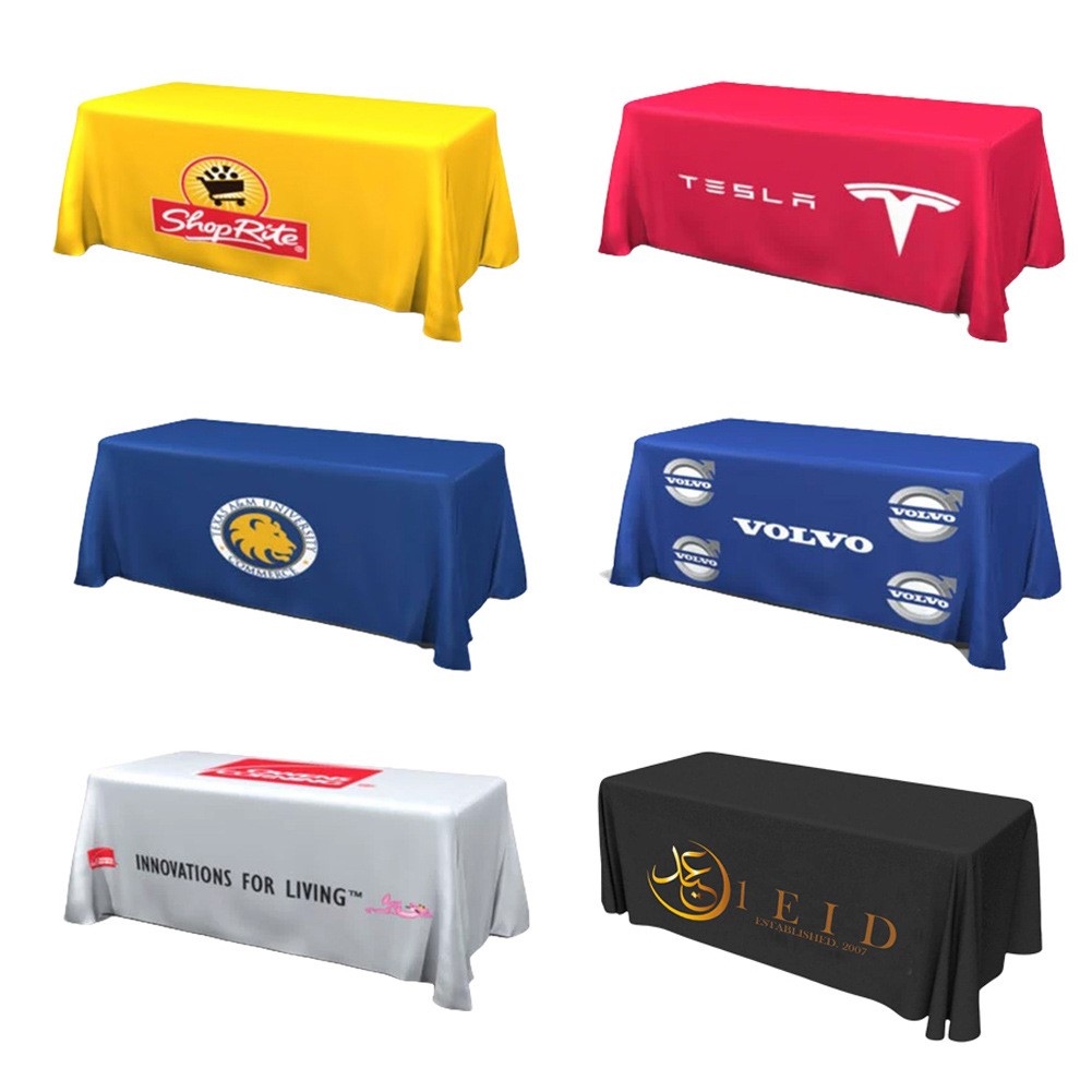 Fit For 6-Foot Table With Elegant 3-Sided Drape Tablecloth 190 GSM Plain Weave Fabric