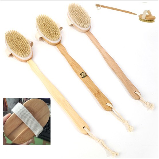 Exfoliating Shower Brush With Detachable Long Wooden Handled
