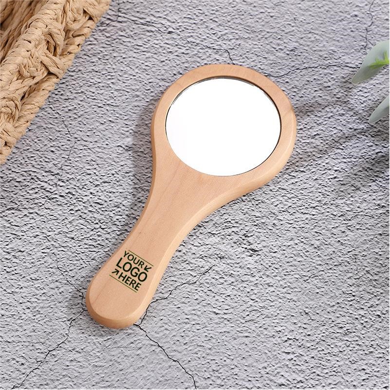 Wooden Makeup Mirror With Handle