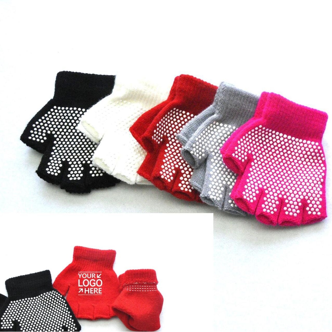 Kids' Fingerless Grip Gloves With Non-Slip Palms