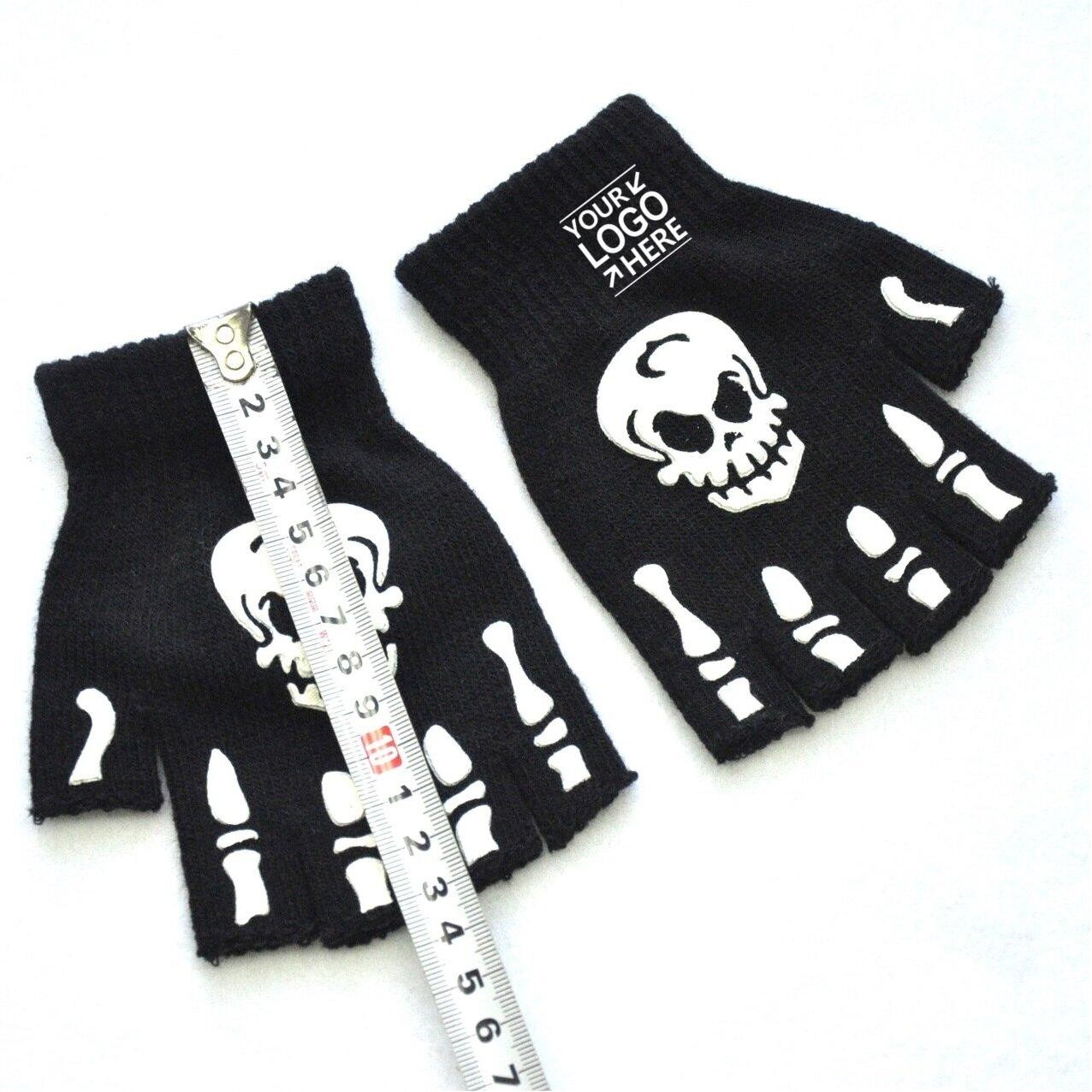 Bone Crusher Fingerless Gloves - Glow In The Dark Grips For Teens