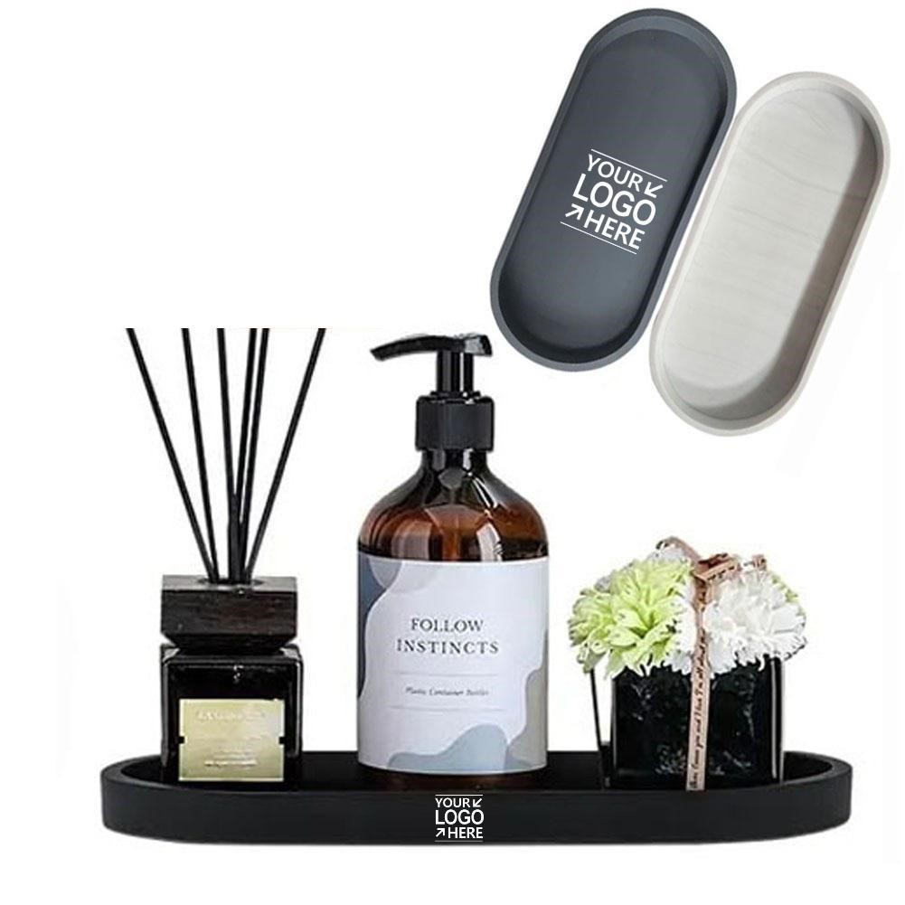 Silicone Oval Vanity Tray for Bathroom And Desk Organization