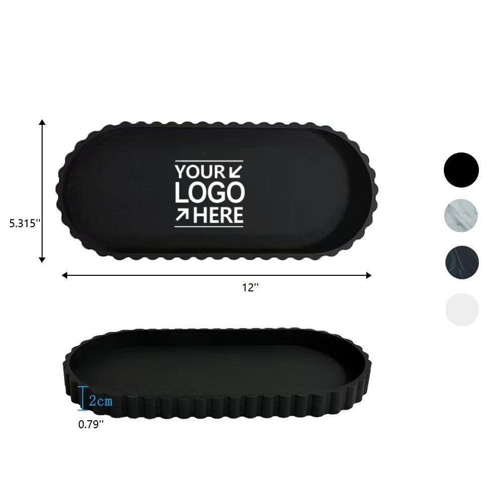 Oval Silicone Catch-All Tray With Scalloped Edge