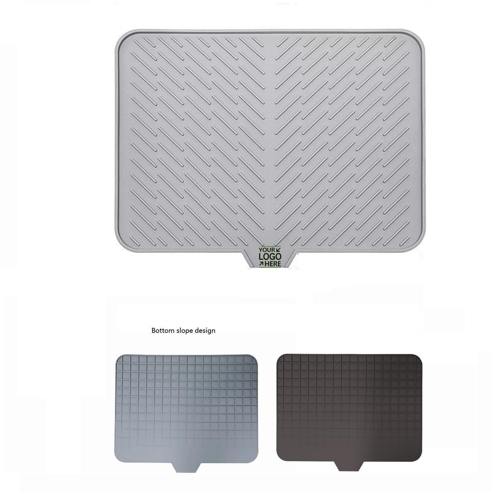 Premium Square Silicone Drying Rack With Drainage Slope Bar & Counter Mat
