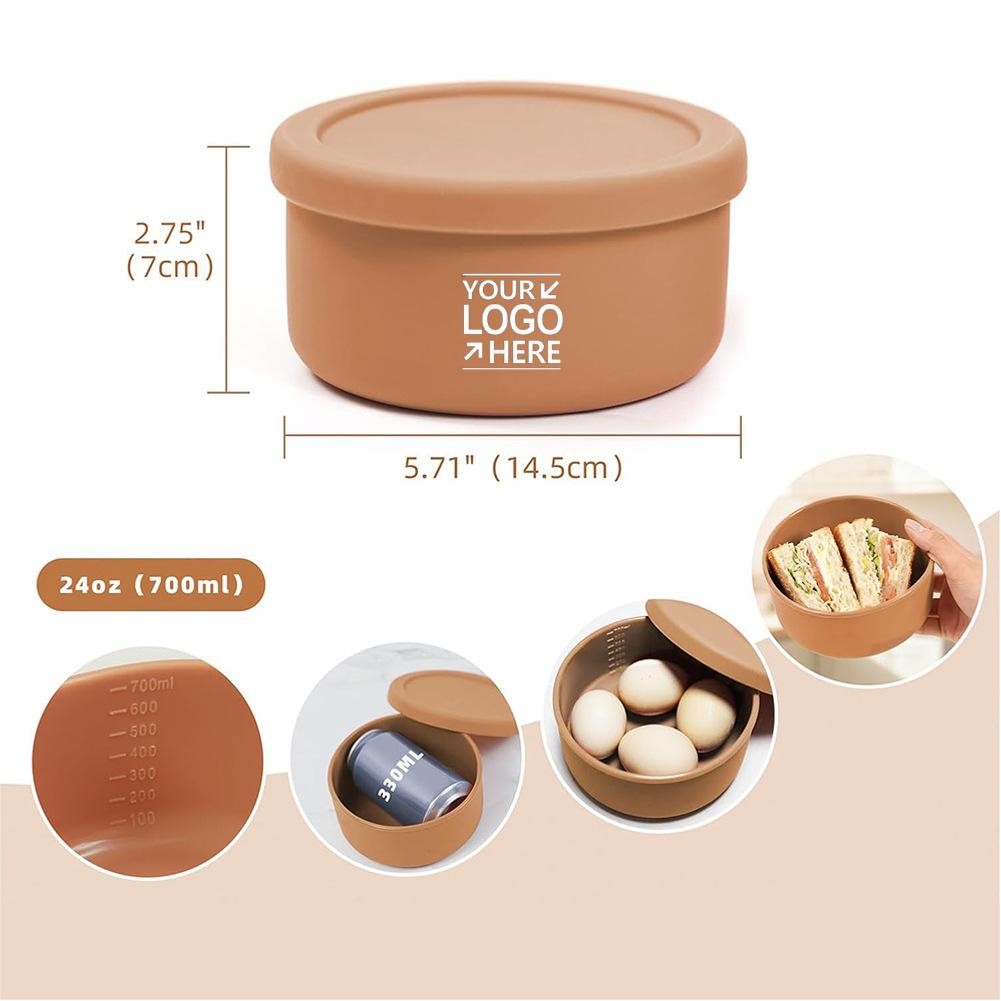 24OZ Food-Grade Silicone Bento Box With Lid