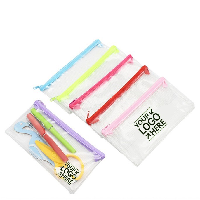 See-Through Zipper Pencil Case-Clear PVC School Organizer