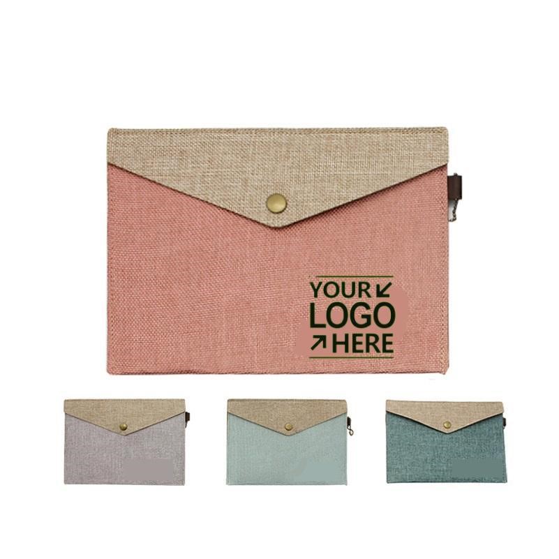 Linen File Folder-Natural A4 Document Tote