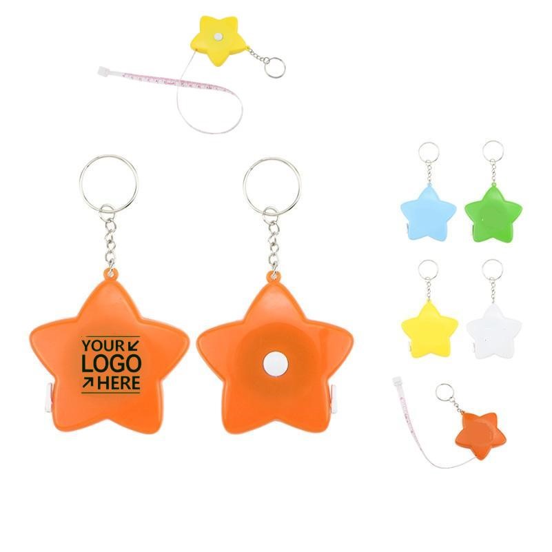Star-Shaped Retractable Tape Measure Keychain