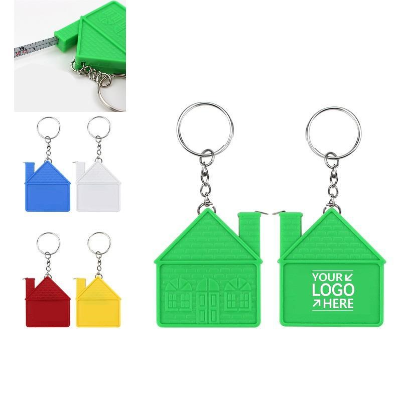Realtor-Themed Tape Measure Keychain–House Design