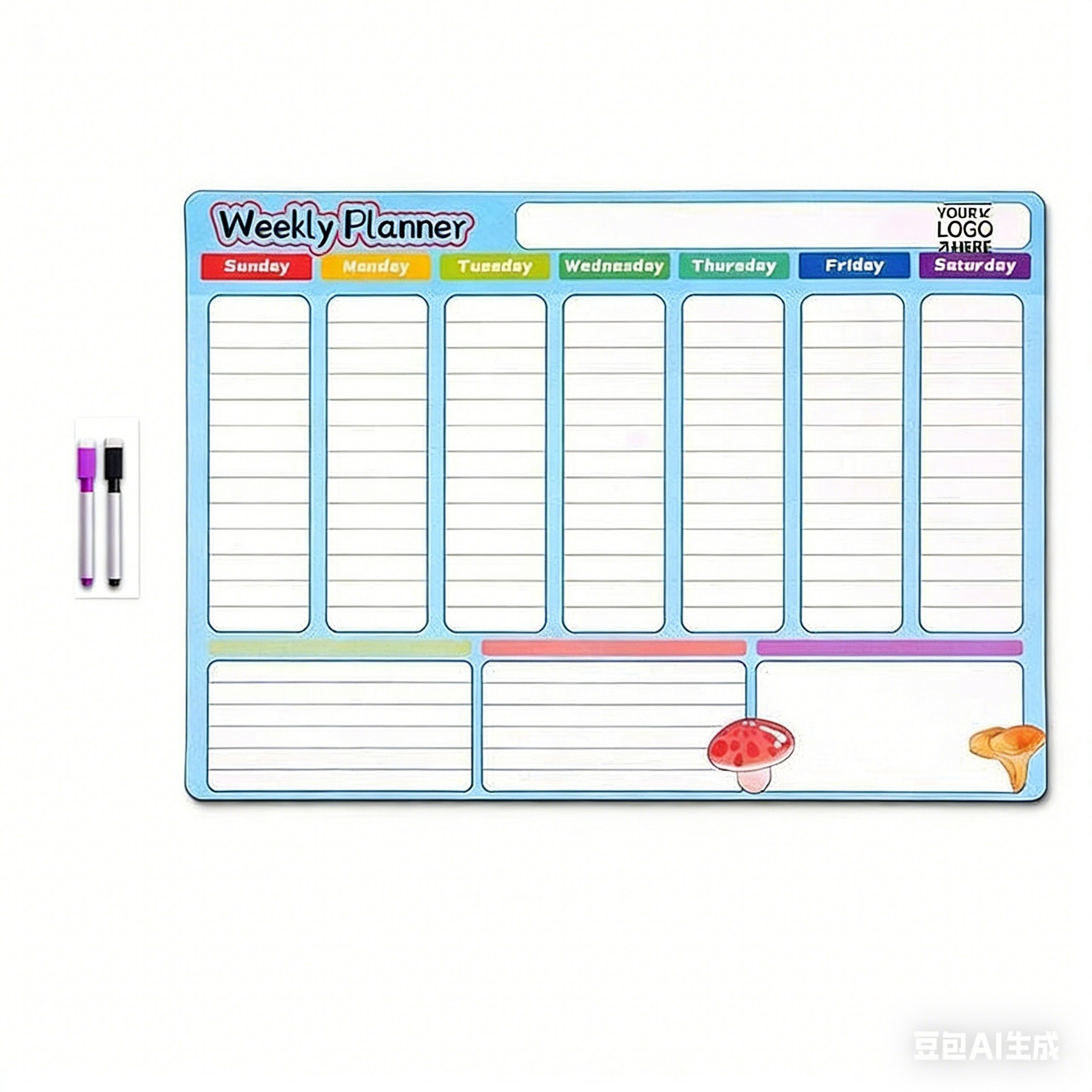 Weekly Fridge Calendar With 2 Markers