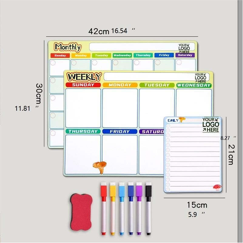 Magnetic Organizer Set-Reusable Fridge Calendar Kit With Markers