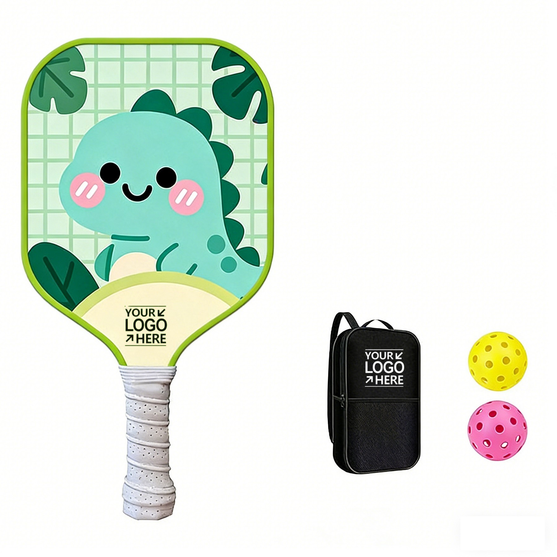 Kids Pickleball Starter Set 1 Fiberglass Paddle 2 Balls 1 Bag