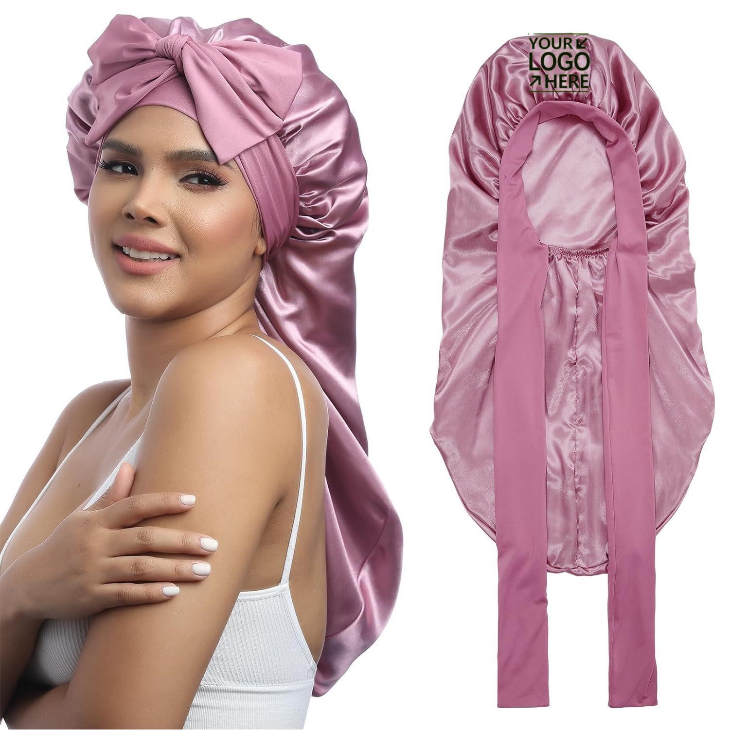 Long Large Satin Bonnet Sleep Cap