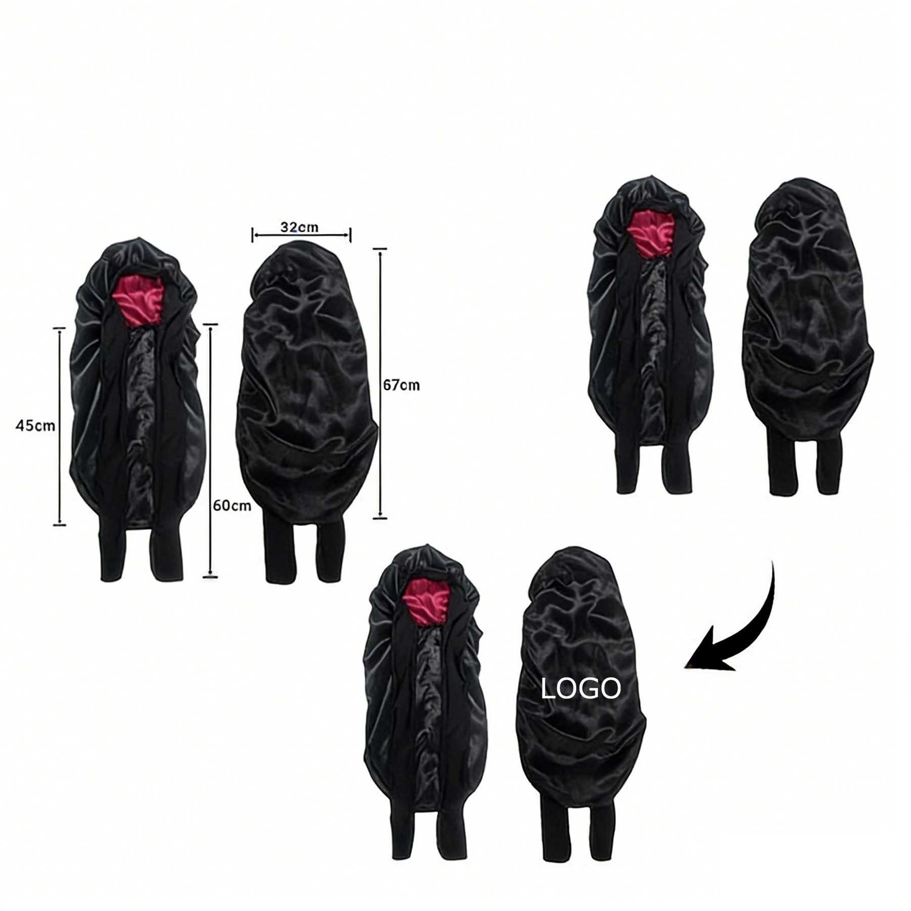 Double Layer Long Large Satin Bonnet Sleep Cap