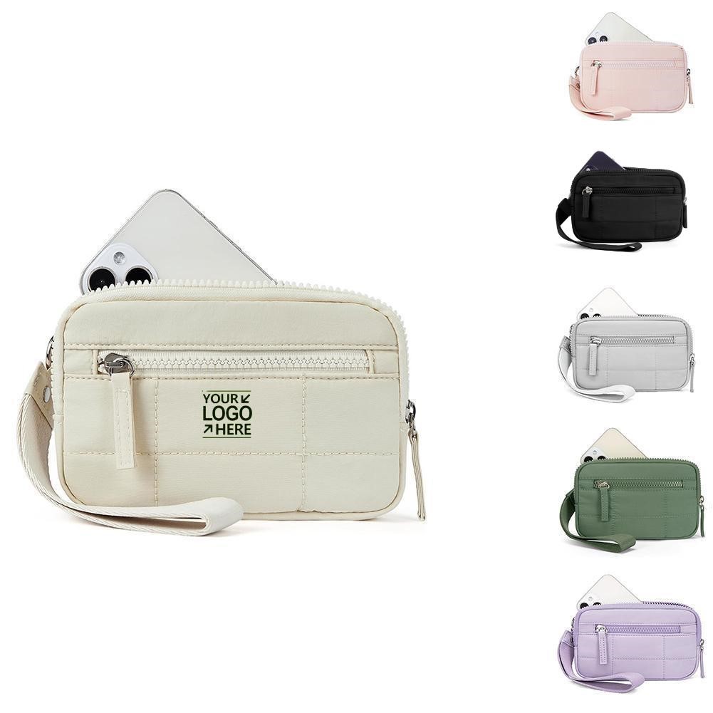 3-Zip Nylon Wristlet Travel Wallet–Quilted Card Holder And Money Clutch