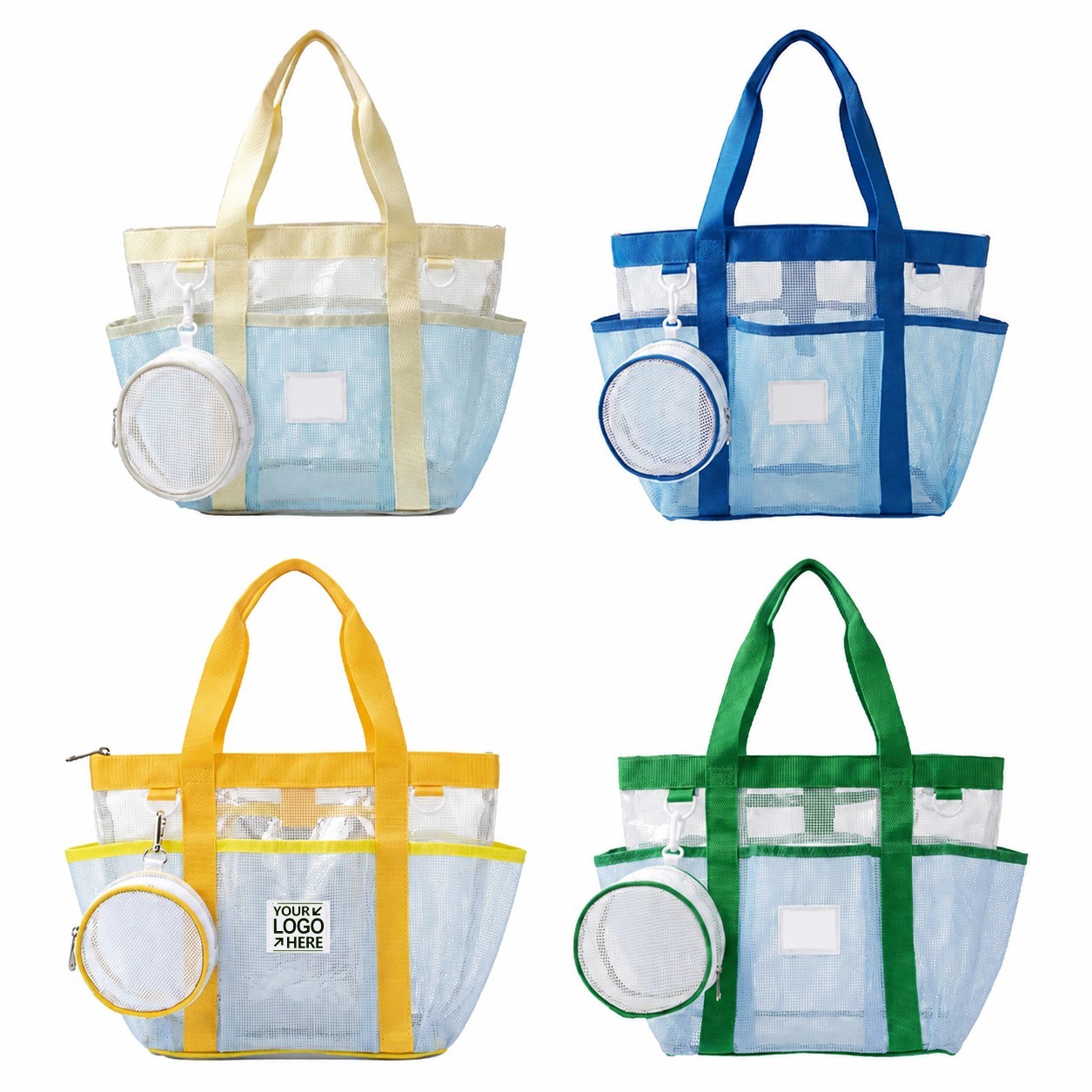 Multi-Pocket Mesh Beach Bag