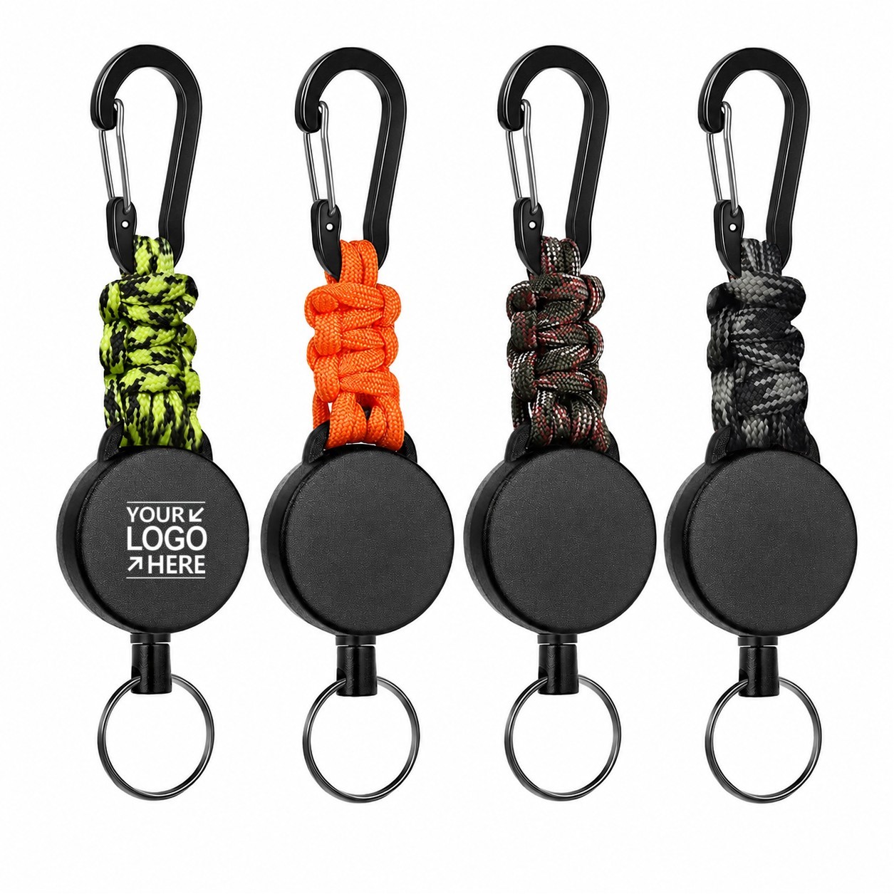 Retractable Braided Keychain With Carabiner