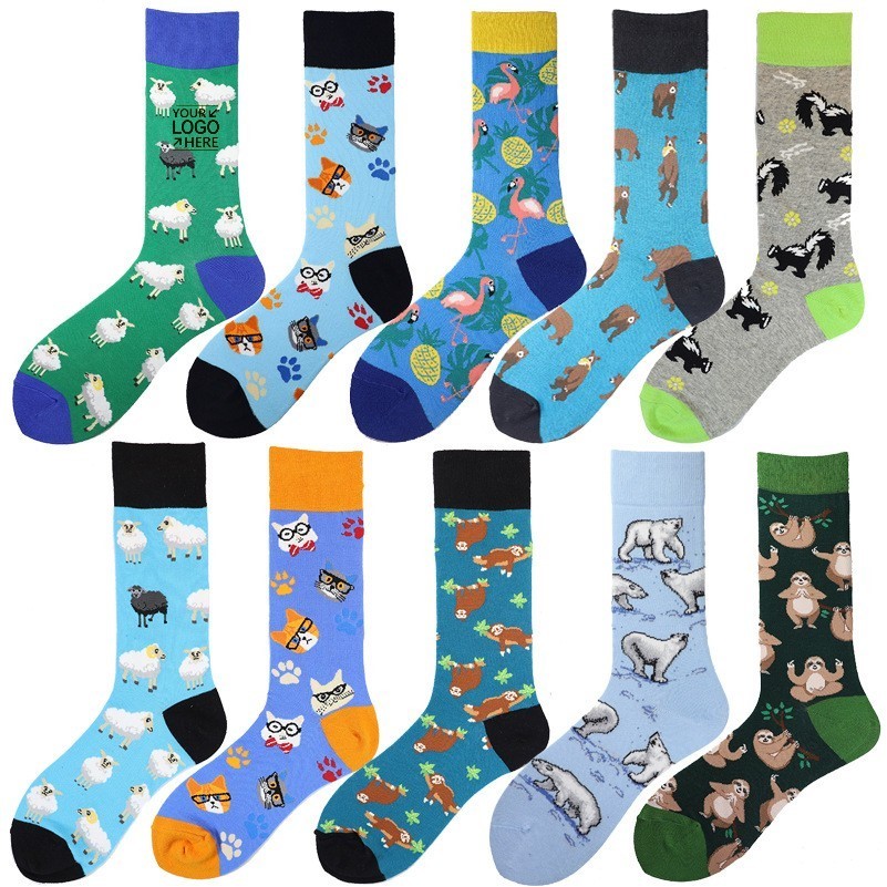 Animal Pattern Cotton Crew Socks Unisex