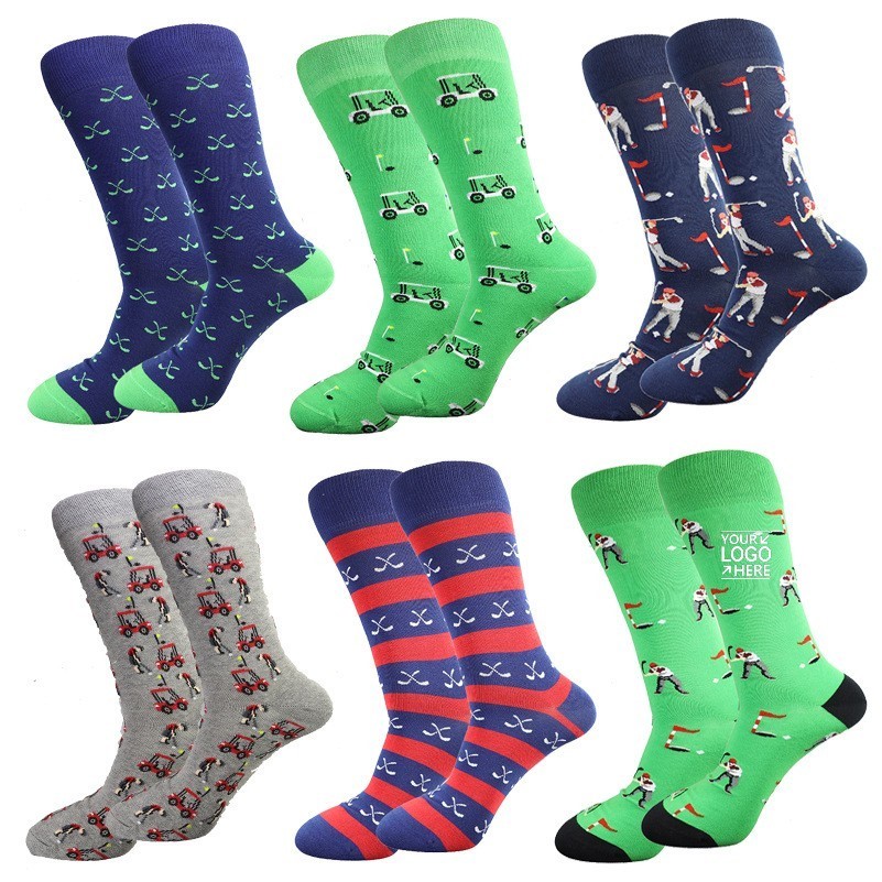 Golf Series Design Cotton Crew Socks Unisex