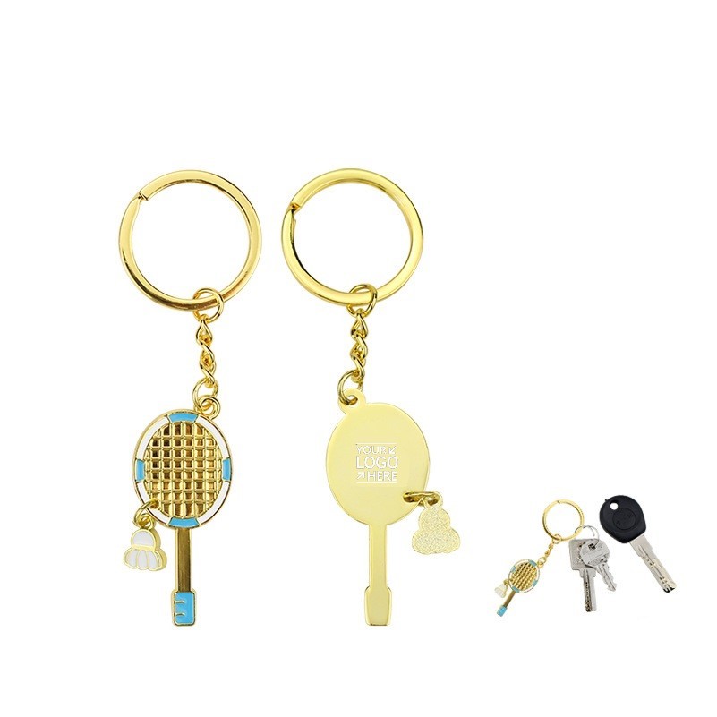 Badminton Racket Shuttlecock Keychain