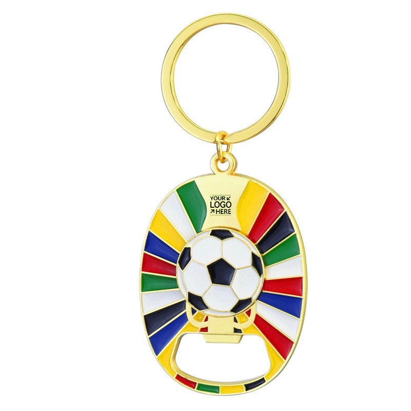 Rotating Soccer Bottle Opener Keychain