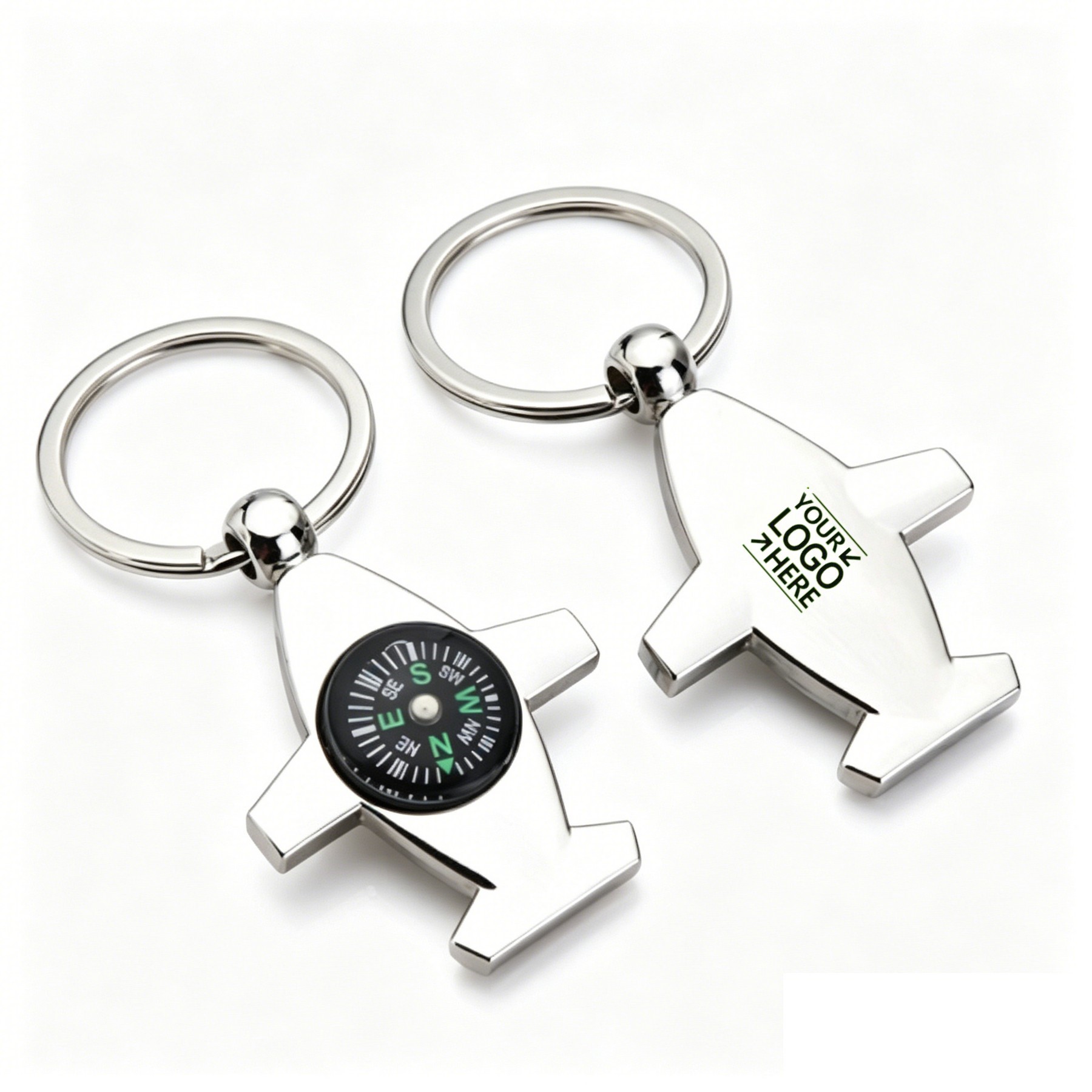 Airplane-Shaped Compass Keychain