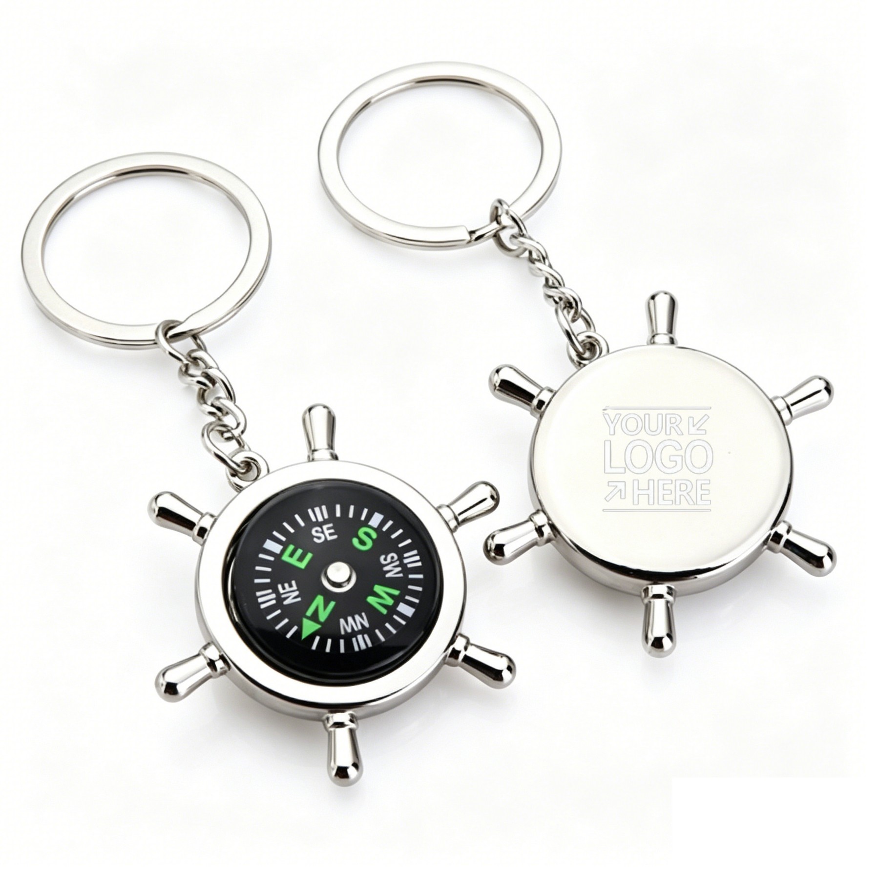 Ship Wheel Compass Keychain