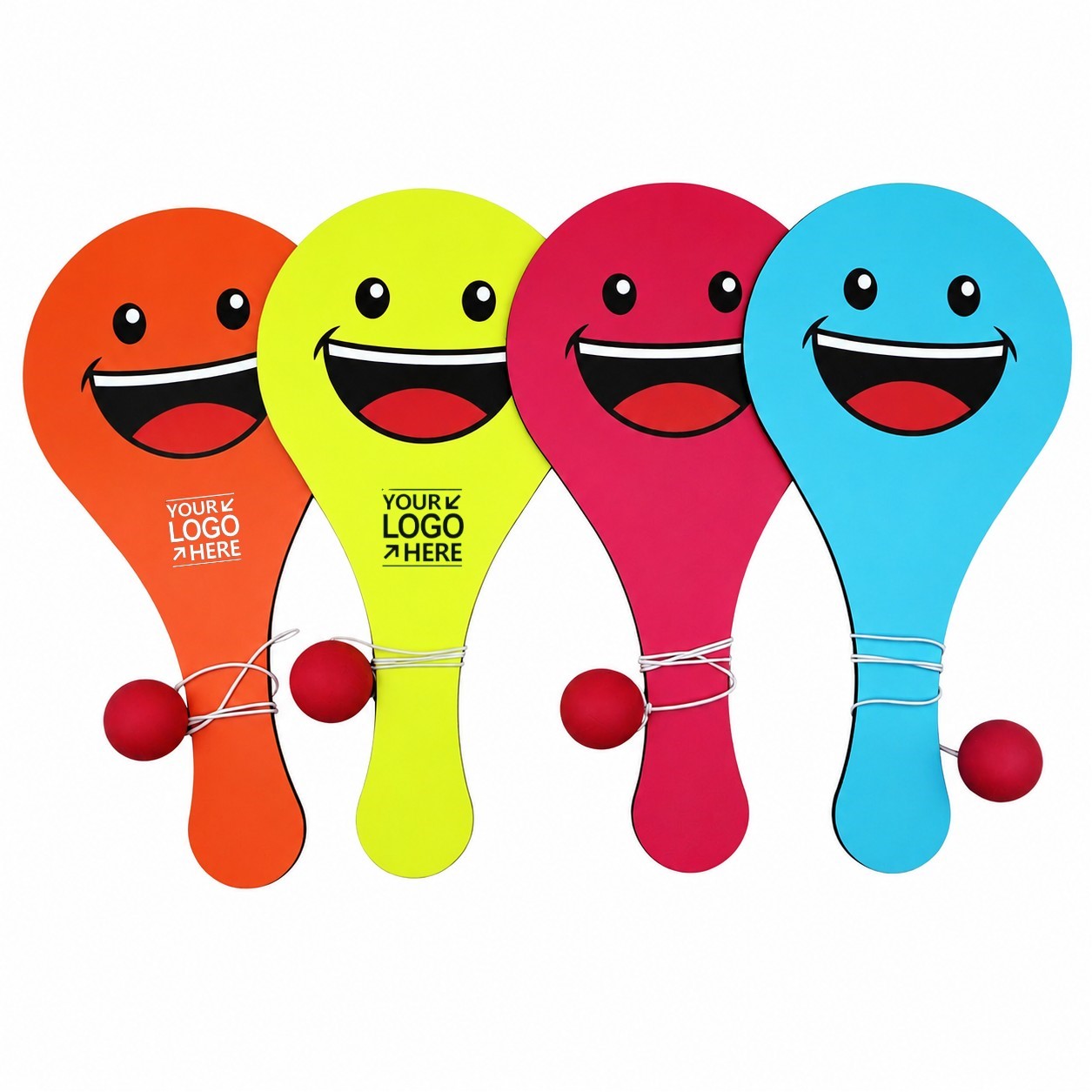 Smiley Wooden Ball Paddle Toy