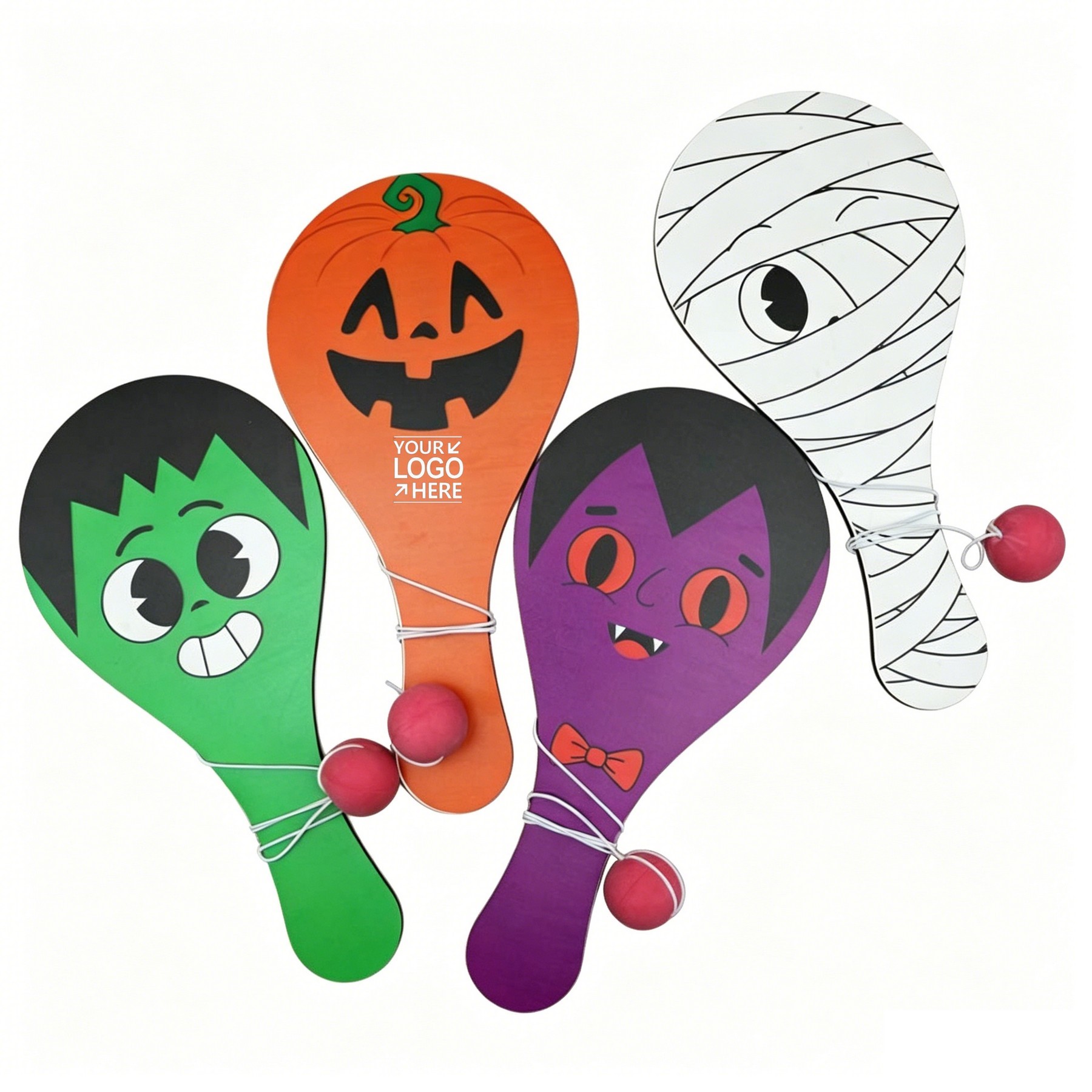 Halloween Wooden Ball Paddle Toy