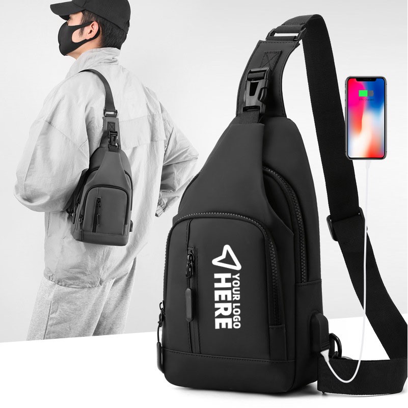 Multifunctional USB Men's Chest Bag Crossbody