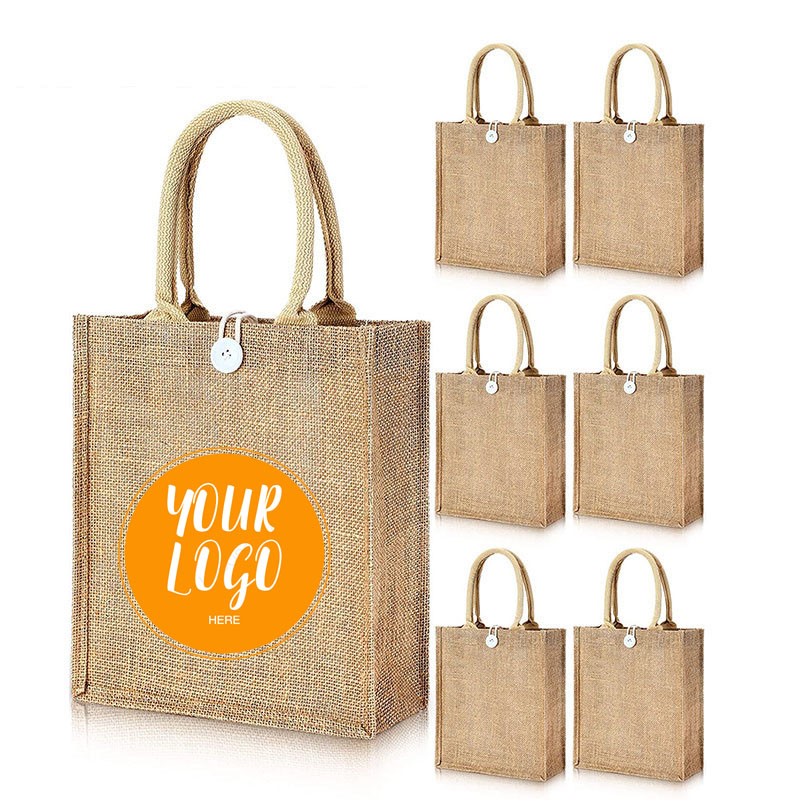 Burlap Bag Wine Tote Bag