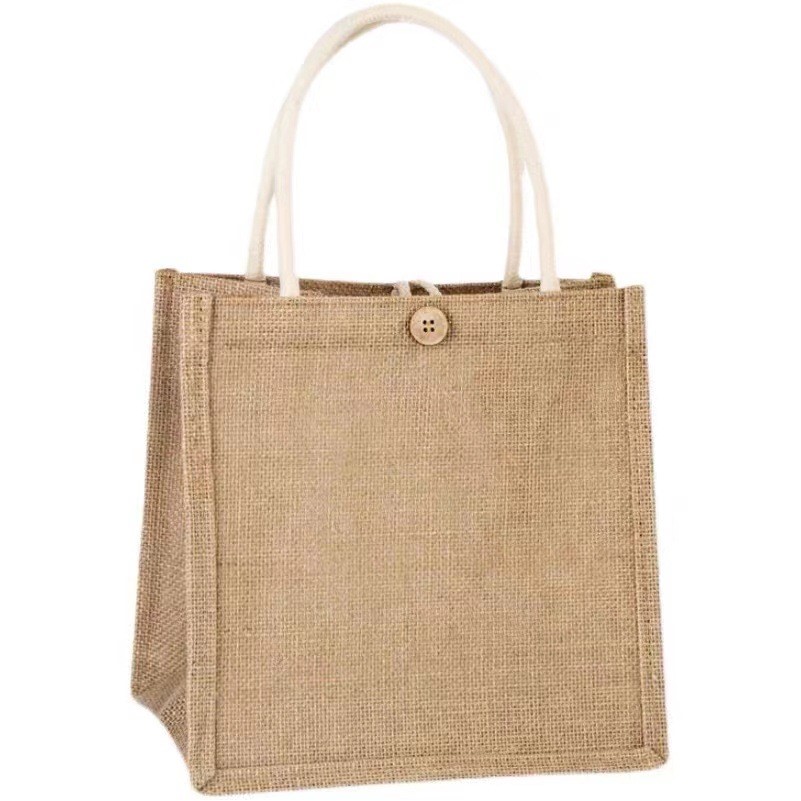 Unprinted Button Burlap Bag