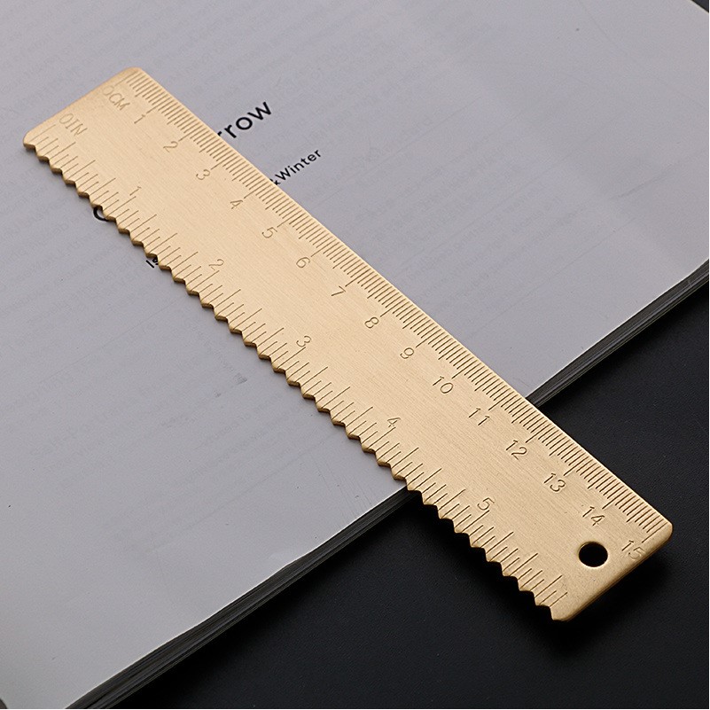 Brass Ruler Gold Measuring Tool w/Two Units