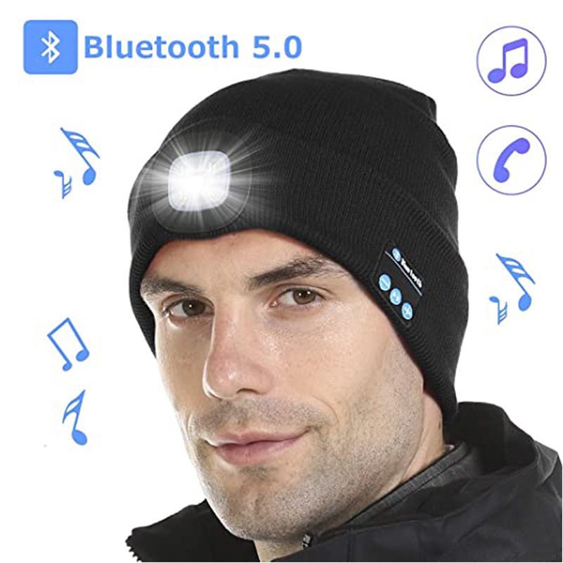 Bluetooth 5.0 LED Beanie Hat w/Built-In Stereo Speakers & Mic