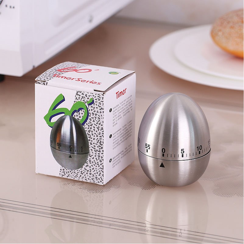 Manual Stainless Steel Egg Shaped Kitchen Timer