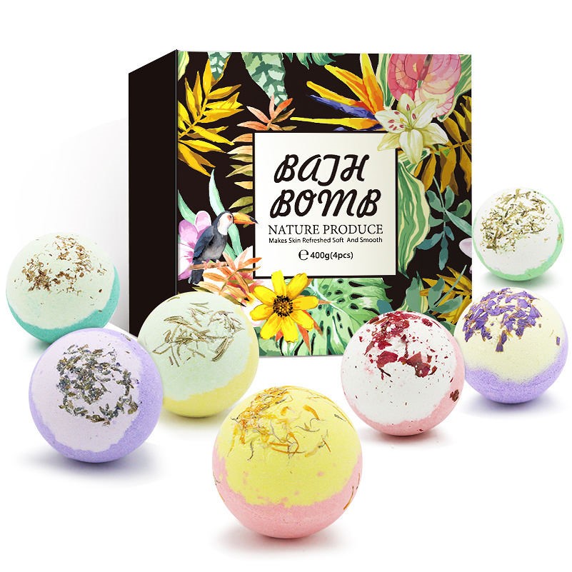 Rich In Deep-Sea Bath Salts And Selected Plant Extracts Bath Bombs Gift Set Of 4