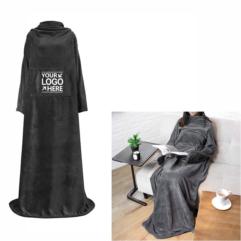 Wearable Blanket w/Sleeves For Adult Women Men, Lightweight Fleece Snuggy Body Blanket