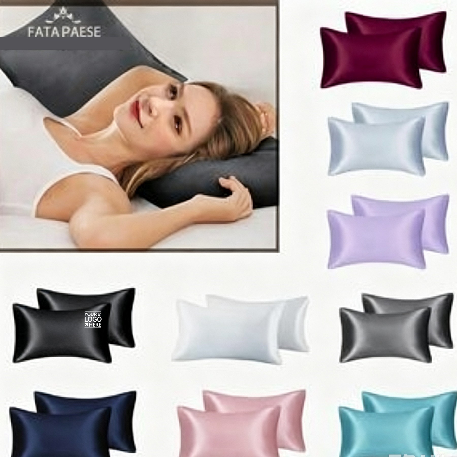Standard/Queen/King Size Silk Satin Pillowcase 2 Pack