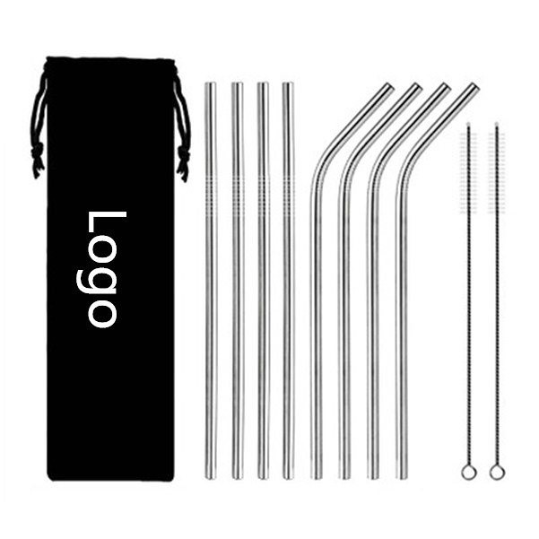 10pc 8.5" Stainless Steel Straws