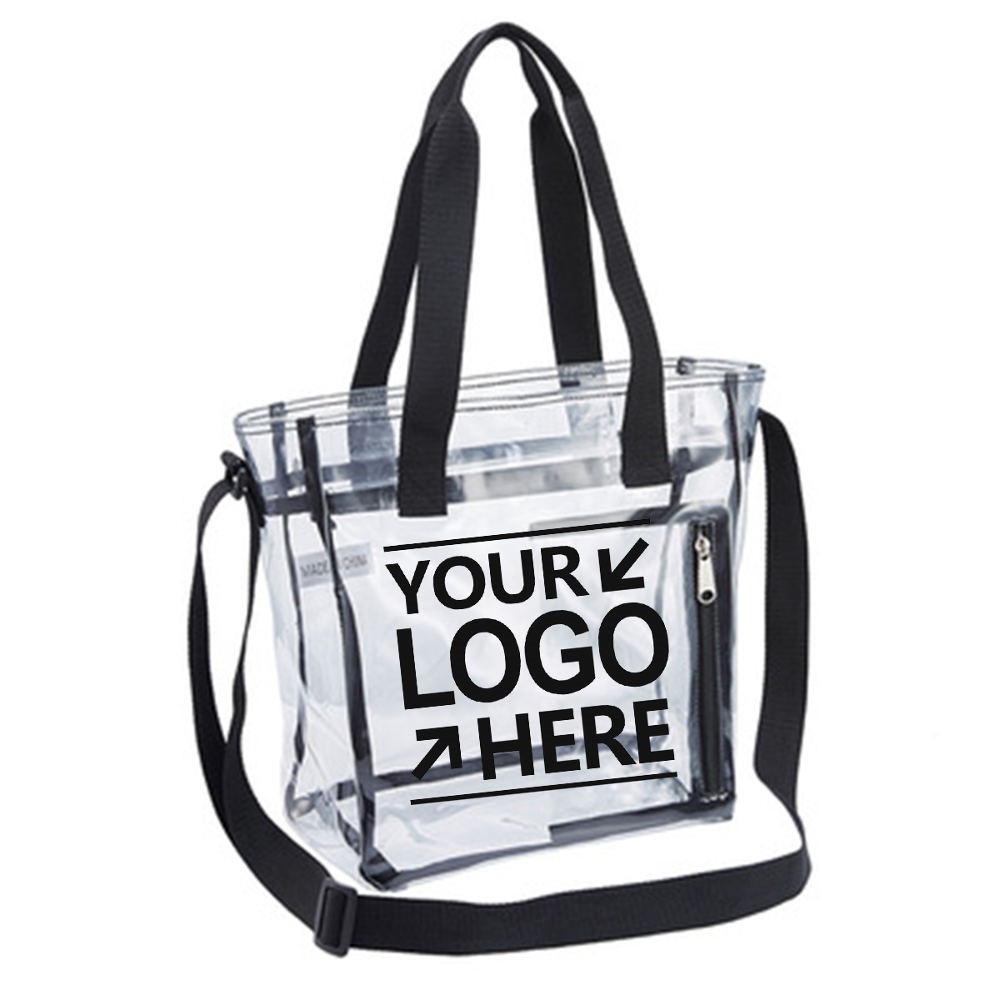 Clear Tote Bag w/Zipper Closure & Adjustable Strap
