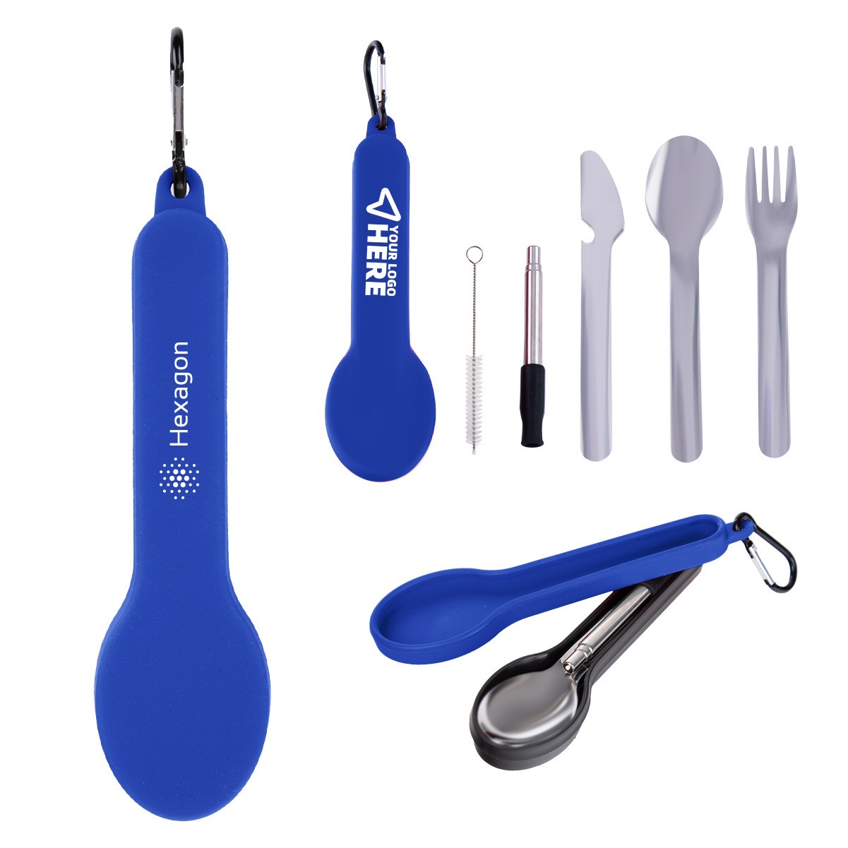 Custom Printed Travel Utensil Set w/Silicone Holder
