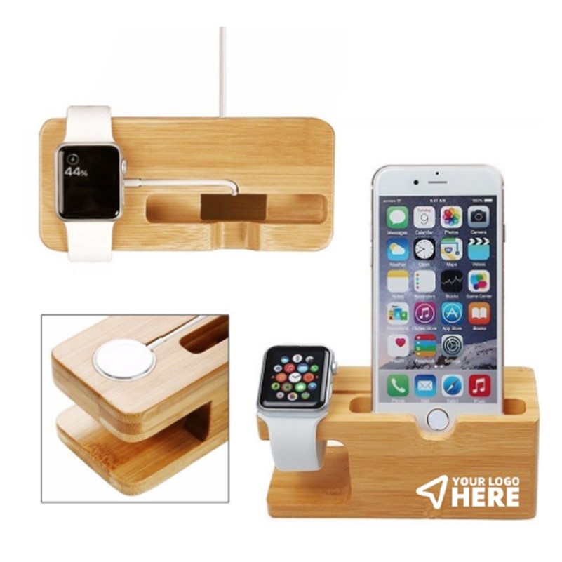 Bamboo Wood Desktop Charging Dock Station Charger Holder
