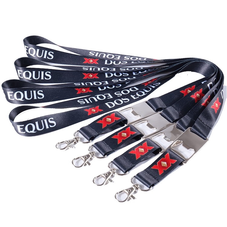 Polyester Bottle Opener Lanyard Metal Attachment