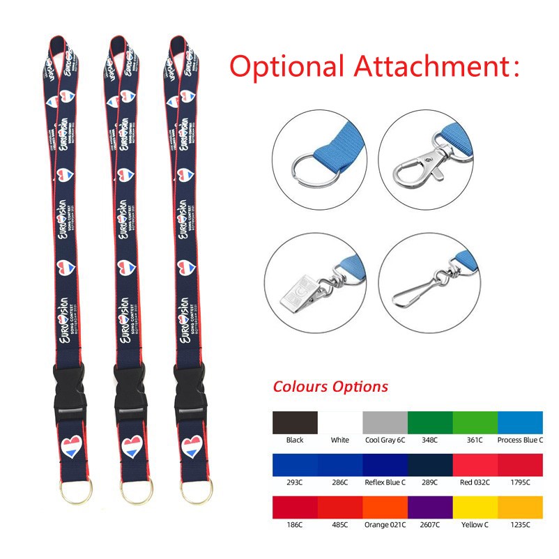 3/4" Full Color Lanyard With Split Ring And Buckle Release