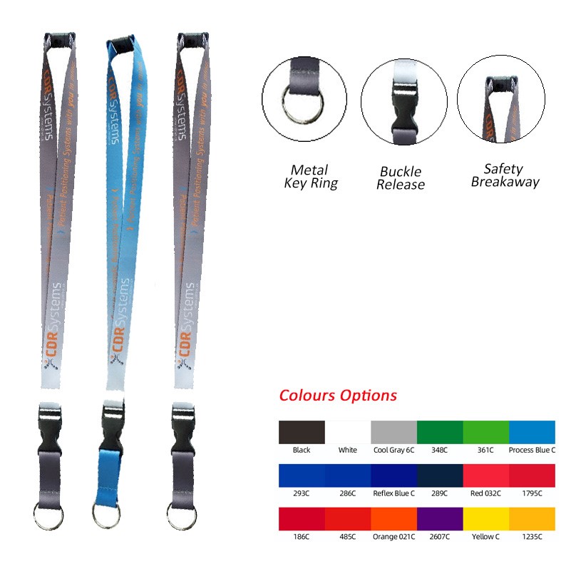 3/4" Dye Sublimated Lanyard With Release Buckle And Key Ring